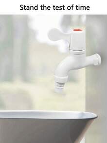 Grifo de plástico para el hogar - Apertura rápida de 4 puntos, a prueba de fugas, a prueba de grietas, de larga duración - Grifo para lavadora de agua corriente - Incluye accesorios para instalación en lavadero, baño y jardín - 1 pieza Accesorios de baño Herramientas de baño - Blanco - Ver 5