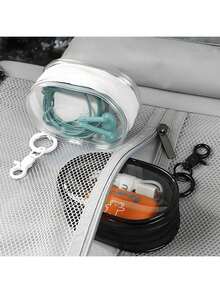 Portable Mini Transparent Zipper Bag, Unisex, Essential For Travel, Multifunctional Storage Bag For Earphones, Power Banks, Keys, Jewellery And Small Items - 白色 - 查看 5