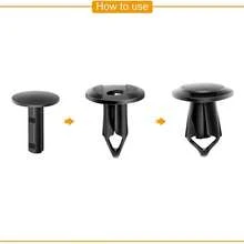 100Pcs Black Longer Premium Trim Panel Fixing Clips Carpet Lining Universal UK - Black - View 8