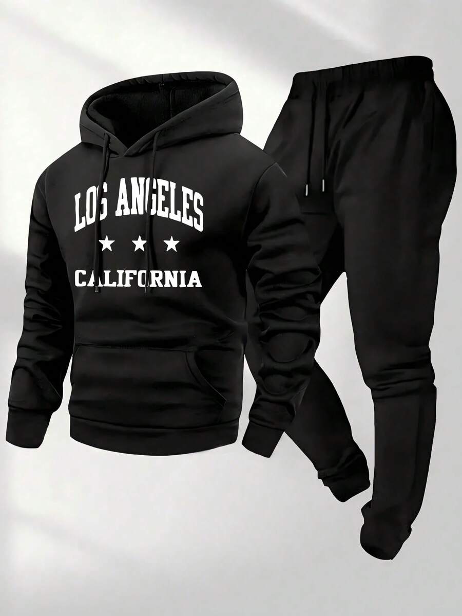 Men Hoodie Co-Ords - Black 3 - View 1