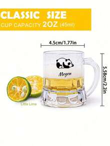 1pc Personalized Mini Transparent Beer Mug With Handle - 2oz Beer Glass, Bulk, Suitable For Beer Festivals, Birthdays, BBQs, Bar Parties, Bridal Wedding Decoration - Multicolor - View 7