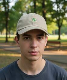 Unisex Adjustable Minimalist Clover Dad Hat Vintage Figure Cotton Embroidered Cap - Khaki - View 4