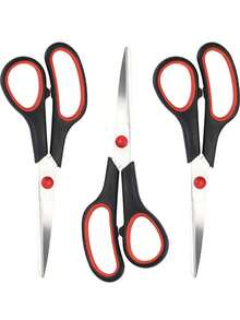 1/3pcs/Set Scissors With Ultra Sharp Blades, Multipurpose Sharp Sewing Craft Fabric Scissors For Office Home High/Middle School Student Office Teacher Art Supplies, Soft Comfort-Grip Right/Left Handles - Multicolor - View 7