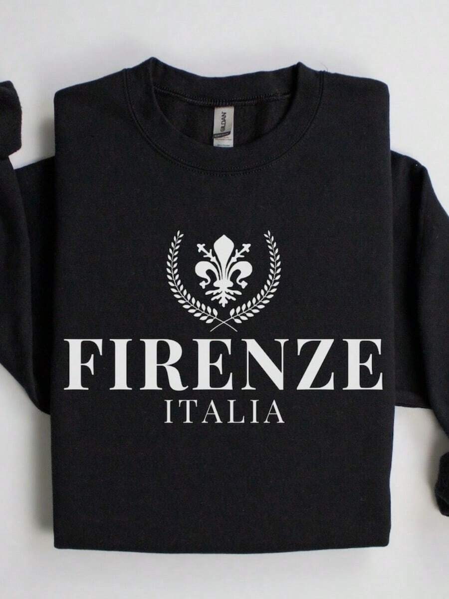 Oversized Firenze, Italia Crewneck Sweatshirt | Italian Souvenir Pullover Sweater | For For Her, Him, Traveler | Italy, Europe Vacation, Travel Outfit - 黑色 - 查看 1