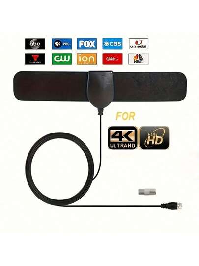 2025 Uppdaterad ultratunn TV-antenn, tillämplig på smarta TV-apparater och gammaldags TV-apparater med en täckning på 1600 km, digital TV-mottagare med hög förstärkning och koaxialkabel