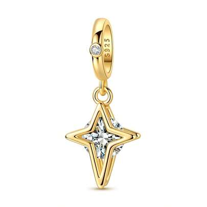 Colgante de plata de ley 925 con diseño de estallido de estrella brillante, apto para pulsera y collar originales, joya fina con diseño celestial de estrella para regalo DIY