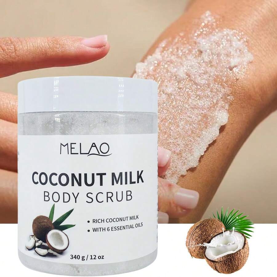 MELAO椰奶身体磨砂膏，蕴含6种精油，340克 - 滋养去角质磨砂膏，令肌肤柔软、光滑、水润，并散发浓郁椰香。 - 白色 - 查看 1