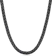 ¡RecomendadoFiusem - Cadenas planas negras para hombre, cadena de acero inoxidable de 2.5/3/4/4.5/5 mm, collares para hombres y mujeres de 16-28 pulgadas¡Top de Temporada - Negro 5MM - Ver 10