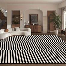 Soft Black And White Striped Carpet - Machine Washable - Suitable For Bedroom, Living Room, Office, Indoor And Outdoor Use - Perfect For Festivals And Special Occasions, Living Room Carpet - 彩色 - 查看 2