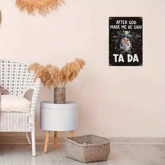 Encantador letrero de metal vintage de vaca - Decoración rústica de granja y jardín, arte de pared sarcástico y alegre para el área de café en el hogar, 8X12 pulgadas