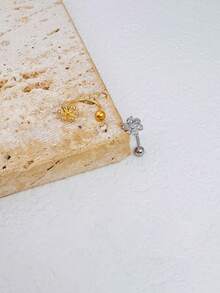 1件装18K镀金不锈钢花朵鼻环，轻盈低敏银色鼻钉耳环，鼻部穿孔饰品，唇环，耳骨夹，女士耳骨耳环 - 1Pc-8mm - 查看 7