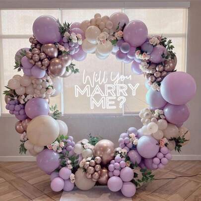 168pcs Beige Purple Balloon Garland Arch Kit Wedding Engagement Party Decorations Balloons Ring Birthday Baby Shower Christening Decor Supplies