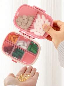 1pc Mini Portable Customizable 8-Compartment Pill Box, Large Capacity, Can Also Be Used As Jewelry Box, Personalized Pill Organizer, Compact Pill Case Fits In Pocket Or Wallet, Essential For Home And Travel, Also A Great Back-To-School Gift For Family And Friends