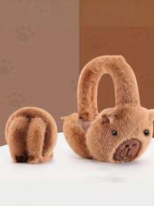 Cute Capybara-Shaped Earmuffs,Soft Winter Warm Adjustable Headband Ear Warmer Earmuffs,Cute Ear Pads, Winter Men's Earmuffs With Heating Compartment Fold Fleece Ear Muffs ,Women`S Ear Warmers Back Neck Earmuff,Fluffy Foldable Winter Headwear For Women, Soft Plush Animal Design, Perfect For Casual Travel & Outdoor Activities, Travel Headwear - Multicolor - View 5