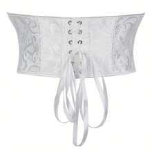 1件女士短款提花束腰带，可外穿，提胸收腰，适合圣诞节、派对等场合穿着。