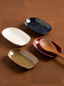 Ceramic Kitchen Utensil Holde Vintage Kiln-Fired Multicolor Design Vintage Ceramic Soup Spoon Holder For Home & Restaurant Use - Decorative Utensil Storage For Spatulas Ladles Whisks - Ideal Gift For CooksSpoon Rest Rack Vintage Kitchenware Glossy Finish Cooking Accessory Culinary Gifts Cookware Storage Tray