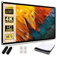 GAINVANE 60-150 英寸可折叠投影幕布，双面室内/室外投影幕布，防皱，便携式 4K 16:9 投影幕布，适用于家庭影院、派对、办公室