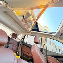 1pc Car Ceiling Cargo Net Triangle Roof Storage Pocket Mesh Luggage Organizer Double-Layer Ceiling Storage Solution For Camping Road Trips Vacations Auto Interior Accessories Organizer Holder - Apricot - View 1