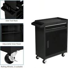 5-Drawer Rolling Storage Cabinet With Wheels, Adjustable Shelf & Side Rack - 1 - View 4