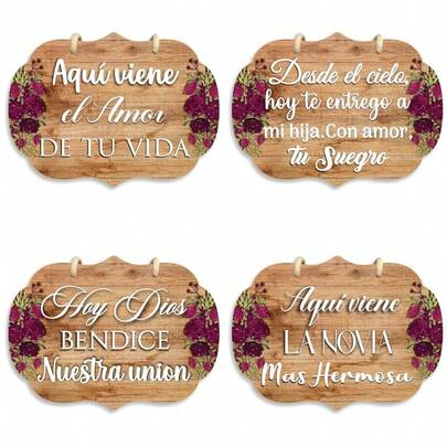 ml 1 LETRERO PARA PAJES DE BODA DISEÑO CLASICO DE MADERA IMPRESO10101