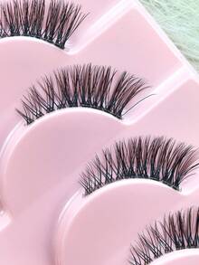 10对隐形半眼假睫毛，一体式柔软蓬松自然卷翘浓密锥形透明睫毛柄，日常佩戴，可重复使用 - 半眼-濃密款 - 查看 4