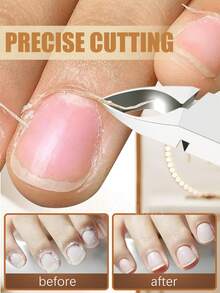 ANDVICTORY 1pc Stainless Steel Cuticle Nipper, Professional Nail Cuticle Trimmer With Non-Slip Silicone Handle, Manicure Tool For Nail Care And Cuticle Removal - Multicolor - View 2