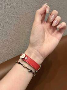 1条装饰性优雅星形超薄真皮表带，兼容系列，女士万圣节黑色吊坠，纤薄设计，尺寸：38mm、40mm、41mm、42mm、44mm、45mm、46mm、49mm，兼容 Ultra、S10、9/8/7/6/5/4/3/2/1、SE - 彩色 - 查看 4