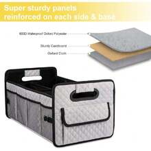 Car Trunk Organizers And Storage For SUV, Collapsible Multi Compartment Container Box Adjustable Car Accessories For Women Men, Light Grey,29410720 - 灰色 - 查看 2