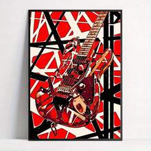 لوحة كانفاس غير مؤطرة، فن حديث، طباعة جيتار أحمر موسيقى روك، هدية مثالية لغرفة النوم وغرفة المعيشة والممر، ديكور الحائط، ديكور الشتاء، ديكور الغرفة بدون إطار 50x70سم/19.68x27.55بوصة