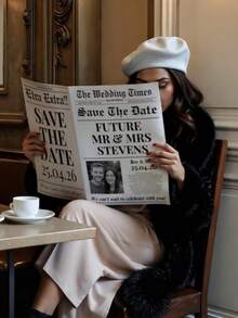 Báo cưới cá nhân hóa - Thông báo đám cưới, thông báo đính hôn và thiệp mời cưới - In khổ lớn theo kiểu báo, bao gồm tên của bạn, ngày tháng, ảnh và danh sách khách mời - Có thể chèn ảnh cô dâu và chú rể - Phụ kiện đám cưới - Nhiều màu - Xem 5