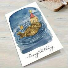Sea Otter Happy Birthday Card | Otter Birthday Card | Cute Otter | Cute Otter Card | Happy Birthday Card | Birthday Card For Her Including Envelope - Multicolor - View 6