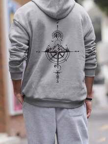 男童印花保暖连帽衫，秋冬季保暖舒适 - 灰色 - 查看 2