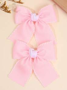 2pcs Multicolor Fabric Bow Hair Clips For Sweet Baby Girls Solid Color Hairpins Soft Fabric Bangs Clips Sweet Baby Girls Daily Wear Hair Barrettes Ruffled Edge Hair Bows Baby Hair Accessories. - Multicolor - View 15