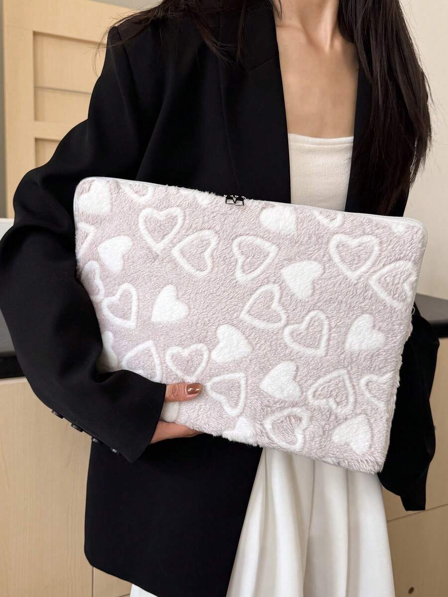 1个心形笔记本电脑保护套，适用于10/11英寸iPad、13/14英寸、15/15.6英寸笔记本电脑，防水旅行必备。 - 藕粉色 - 查看 1