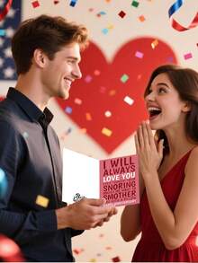 1pc Valentine's Day Greeting Card, "I WILL ALWAYS LOVE YOU". Valentine's Day Expression Of Love, Suitable For Giving To Boyfriend, Girlfriend, Husband, Wife, Lover, Confession Card, Family Greeting Card, Anniversary Gift - Multicolor - View 7