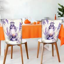 2/4/6 Stücke Lavendel Muster Leinen Stuhlbezüge, geeignet für Heim-Dekoration, Wohnzimmer, Esszimmer, Garten, Hotel, Party, waschbares Polyestermaterial, Stuhlsitzbezüge