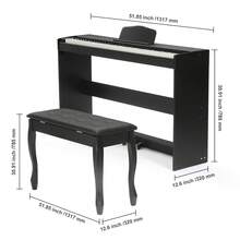 Piano digital ponderado , 88 teclas totalmente ponderadas, teclado dual y altavoces, soporte de gabinete simple con banco doble, auriculares, 200 tonos y ritmos, compatible con Bluetooth/USB/MIDI, para lecciones de profesores - Negro - Ver 10