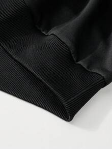 Men's Solid Color Half Zip-Up Sports Sweatshirt, Simple And Fashionable Casual Everyday Wear Thick Casual Loose Versatile Pullover Tops For Spring And Autumn Thick For Warmth Thermal Lined Clothes Gym Clothers - Black - View 4