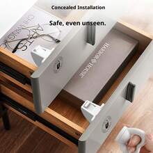 1/3 piezas Cerraduras magnéticas invisibles para cajones de fácil instalación - Multifuncional con respaldo adhesivo, sin herramientas necesarias, plástico con acabado pintado para gabinetes y cajones - Blanco - Ver 2