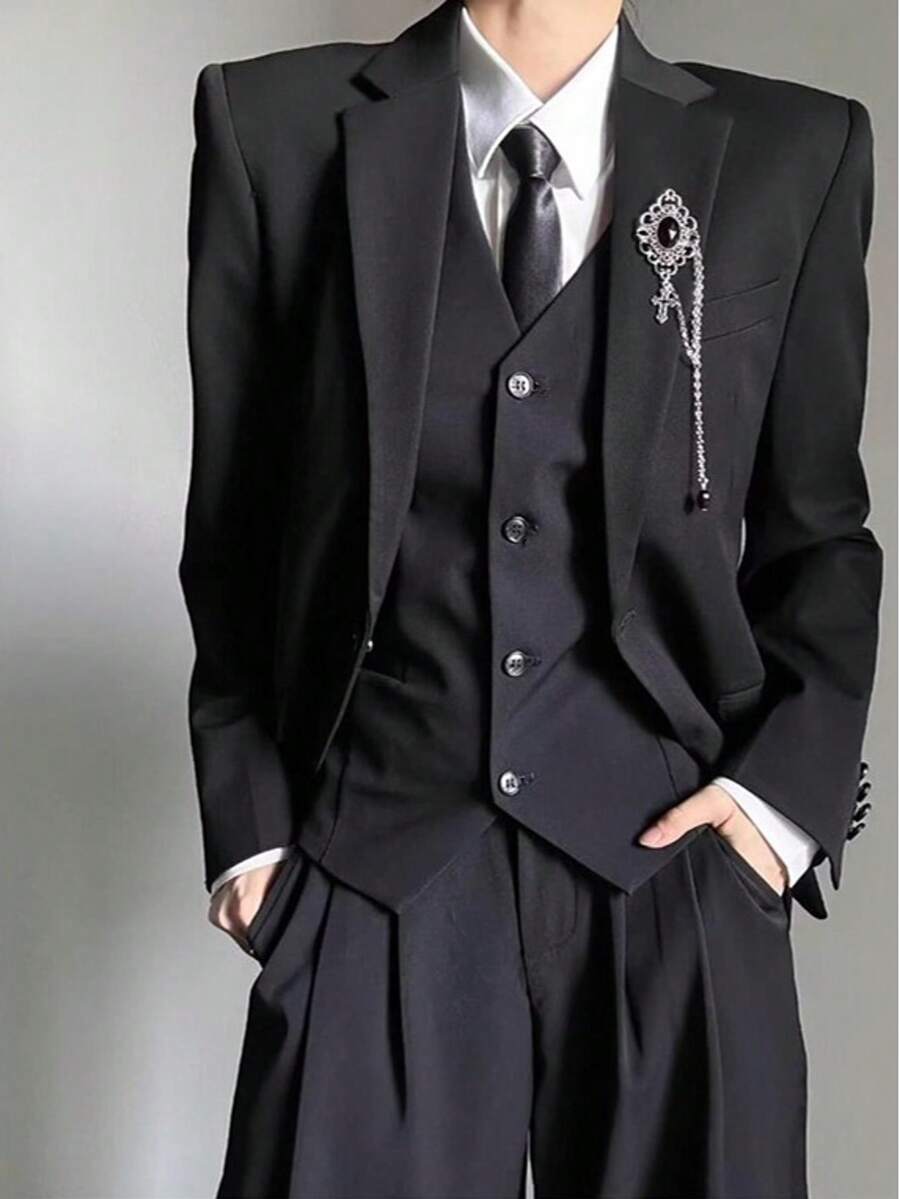 Retro High-End Yamamoto Style Suit, Slim Fit For Men And Women, New Unisex Design, Niche Fashion Suit Jacket - màu đen - Xem 1