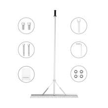 Rastrillo de Paisaje, Rastrillo de Aluminio con Cabezal de 36", Rastrillo de Malezas para Lago con Mango Largo de 75", para Aflojar la Tierra, Cuidado del Césped, Desmalezar Lago, Jardín, Estanque - Plateado - Ver 8