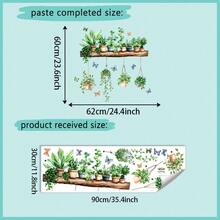 Green Plant Wall Stickers - Realistic Leaves Hanging Basket Plant Stickers -3D Potted Green Plant Shelf Wall Decals - Peel & Stick Decorative Wall Sticker For Living Room Kitchen Home Decor - Multicolor - View 13