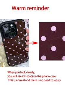 Valentine's Day Fashionable Cute Polka Dot Glossy Soft Phone Case, Compatible With IPhone 17 Air, 16, 15, 14, 13, 12, 11 Pro Max, 16, 15, 14 Plus, Minimalist Creative Shock-Proof Back Cover - Phấn nền màu nâu dạng chấm - Xem 5
