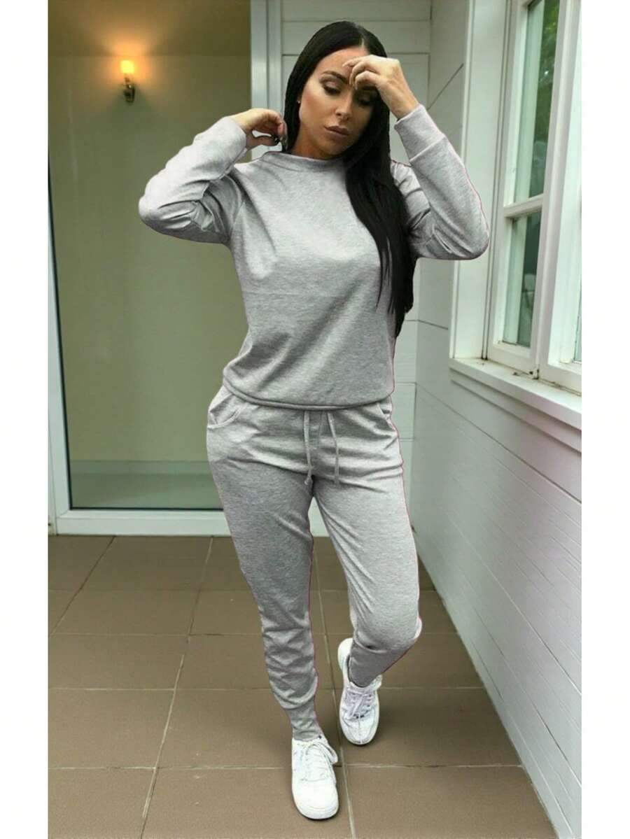 Conjunto De Dama Deportivo y Casual Ideal Para Un Estilo Relajante De Pants y Sudadera Que Ofrece La Mayor Comodidad #SensaciónDelujo #EstiloRomanticoDeSanValentín - Gris - Ver 1