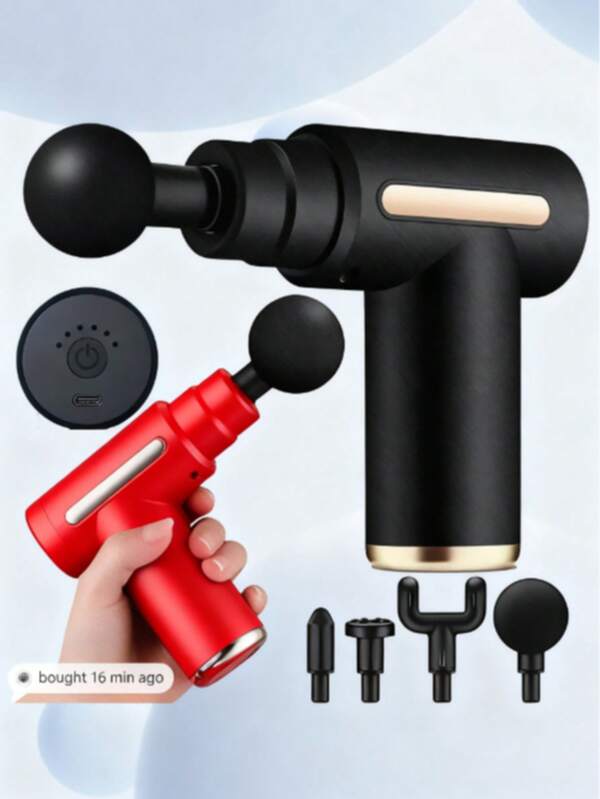 مسدس تدليك عضلي محمول للجسم، شاشة لمس LED، إعداد السرعة، قابل للشحن، و4 رؤوس تدليك قابلة للاستبدال - مسدس للأنسجة - درجة عالية من الفيزيوتيرا피 متعدد الوظائف، مطرقة كهربائية محمولة للكتف والرقبة والخصر والجسم - هدايا فريدة للرجال والنساء، أفكار هدايا مميزة