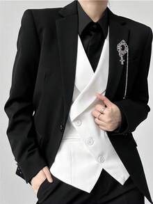 Retro High-End Yamamoto Style Suit, Slim Fit For Men And Women, New Unisex Design, Niche Fashion Suit Jacket - màu đen - Xem 3