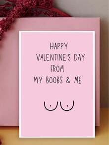 1pc "HAPPY VALENTINE'S DAY FROM MY BOOBS & ME", Funny Valentine's Day Card, With Fun Designs, Perfect For Your Lover/Partner. A Perfect Valentine's Day Gift, A High-Quality Card With An Envelope. - Multicolor - View 9