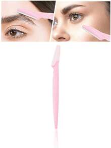 30/12/6/3/1 浅粉色眉毛剃刀套装，包含眉毛修剪器、剃毛器、去角质脱毛工具、身体及面部脱毛护理套装，配有精密刀头盖和长柄刀片，适合女性旅行使用。