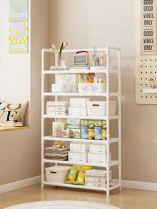 Modern Black & White Multi-Layer Storage Rack, Available In 7/6/5/4 Tiers, Effectively Organizes Household Clutter And Daily Essentials, Layered Storage, Neat And Orderly, Easy To Disassemble, Space-Saving - Multicolor - View 12