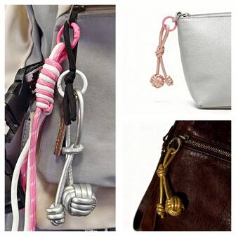 1 st mode ny INS handgjord lädervävd boll söt väska berlock nyckelring tillbehör, unisex daglig dekoration, högtidsgåva